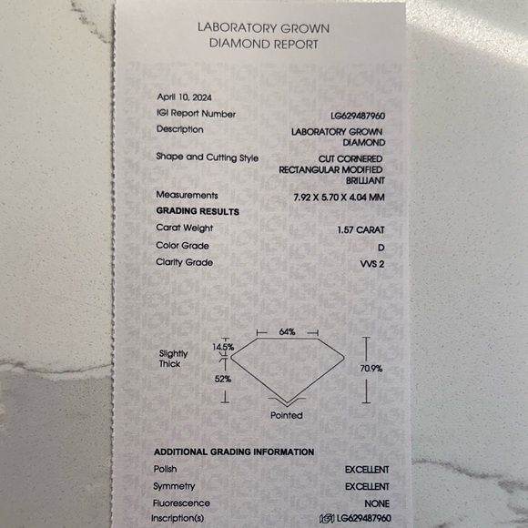 1.57 CT lab diamond - Picture 6 of 6